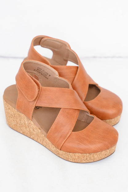 Corky's "Case Closed" Vegan Crisscross Wedge Sandal with Cork Platform and Adjustable Strap