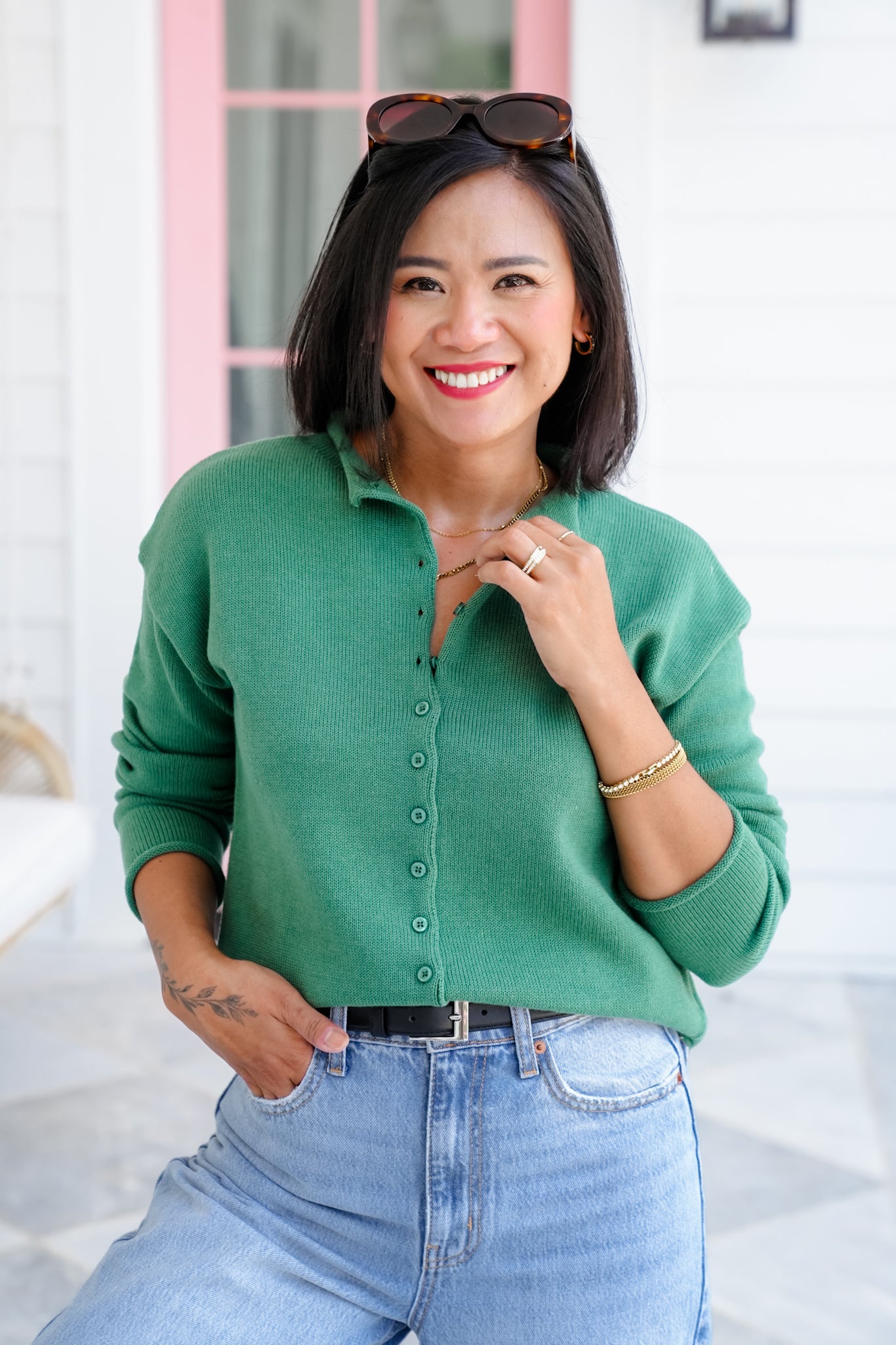 Knitted Long Sleeve Button Down Cardigan Sweater