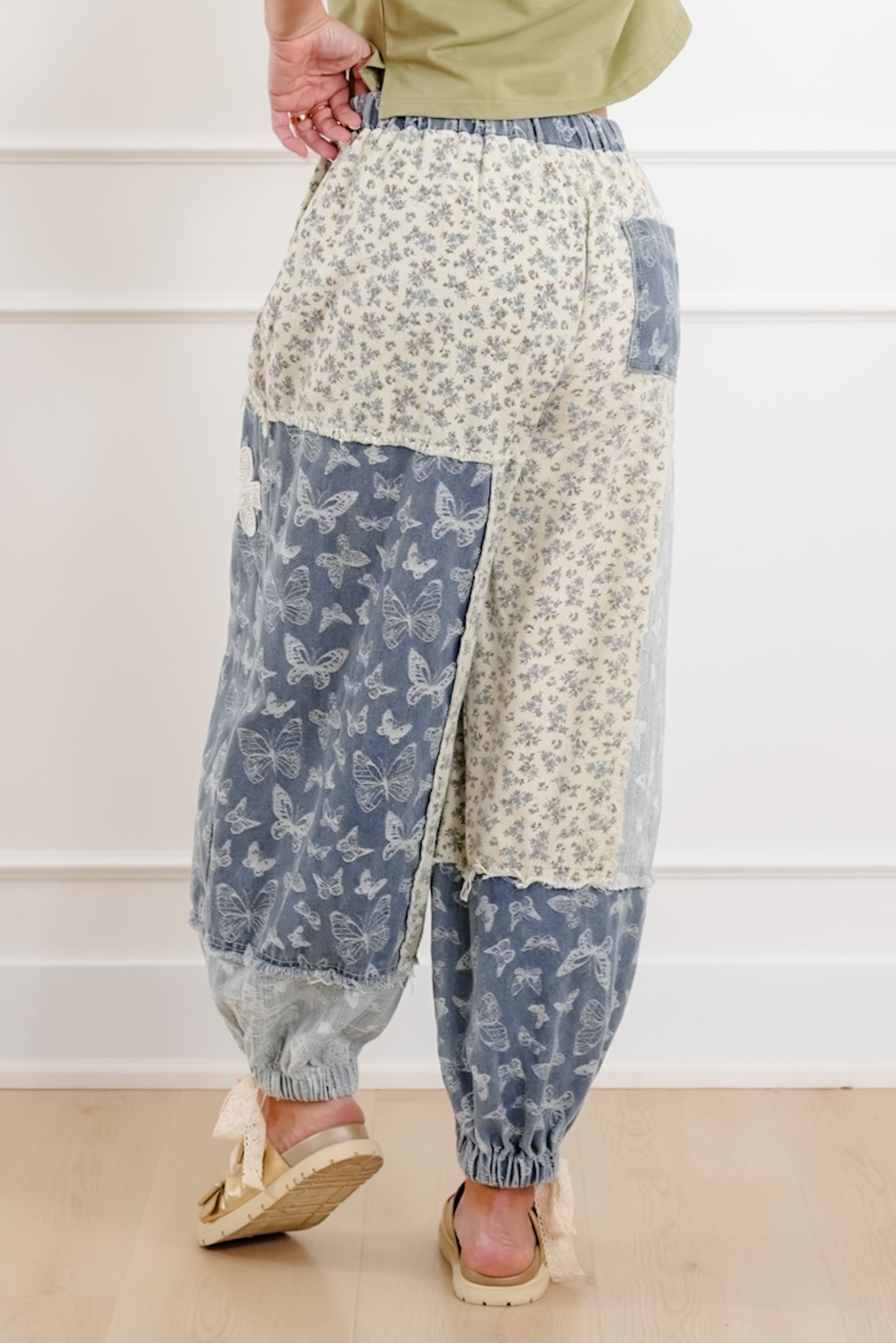 POL Butterfly Patchwork Elastic Waist Jogger Pants