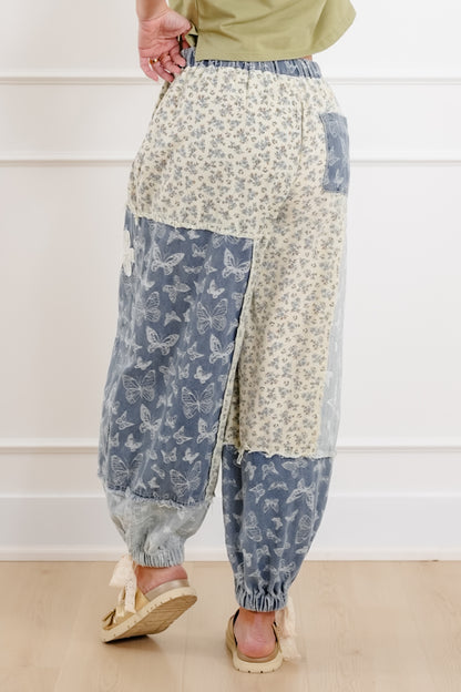 POL Butterfly Patchwork Elastic Waist Jogger Pants