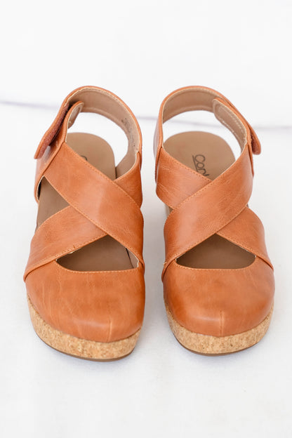 Corky's "Case Closed" Vegan Crisscross Wedge Sandal with Cork Platform and Adjustable Strap