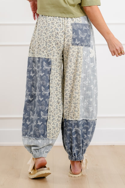 POL Butterfly Patchwork Elastic Waist Jogger Pants