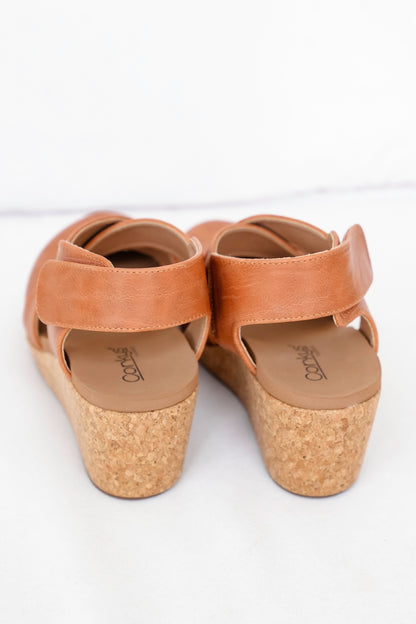 Corky's "Case Closed" Vegan Crisscross Wedge Sandal with Cork Platform and Adjustable Strap