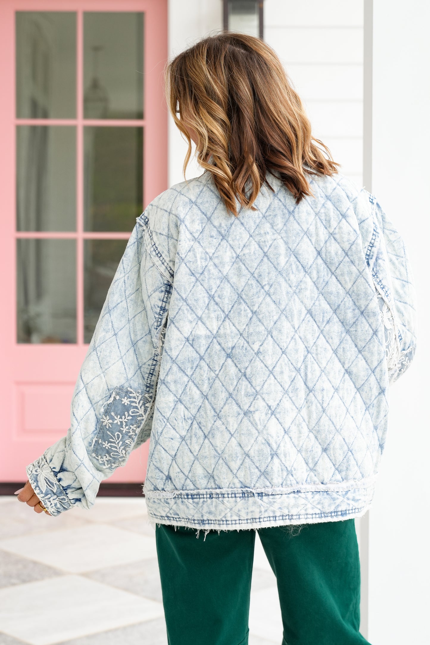 POL Light Wash Long Sleeve Zip Up Jacket