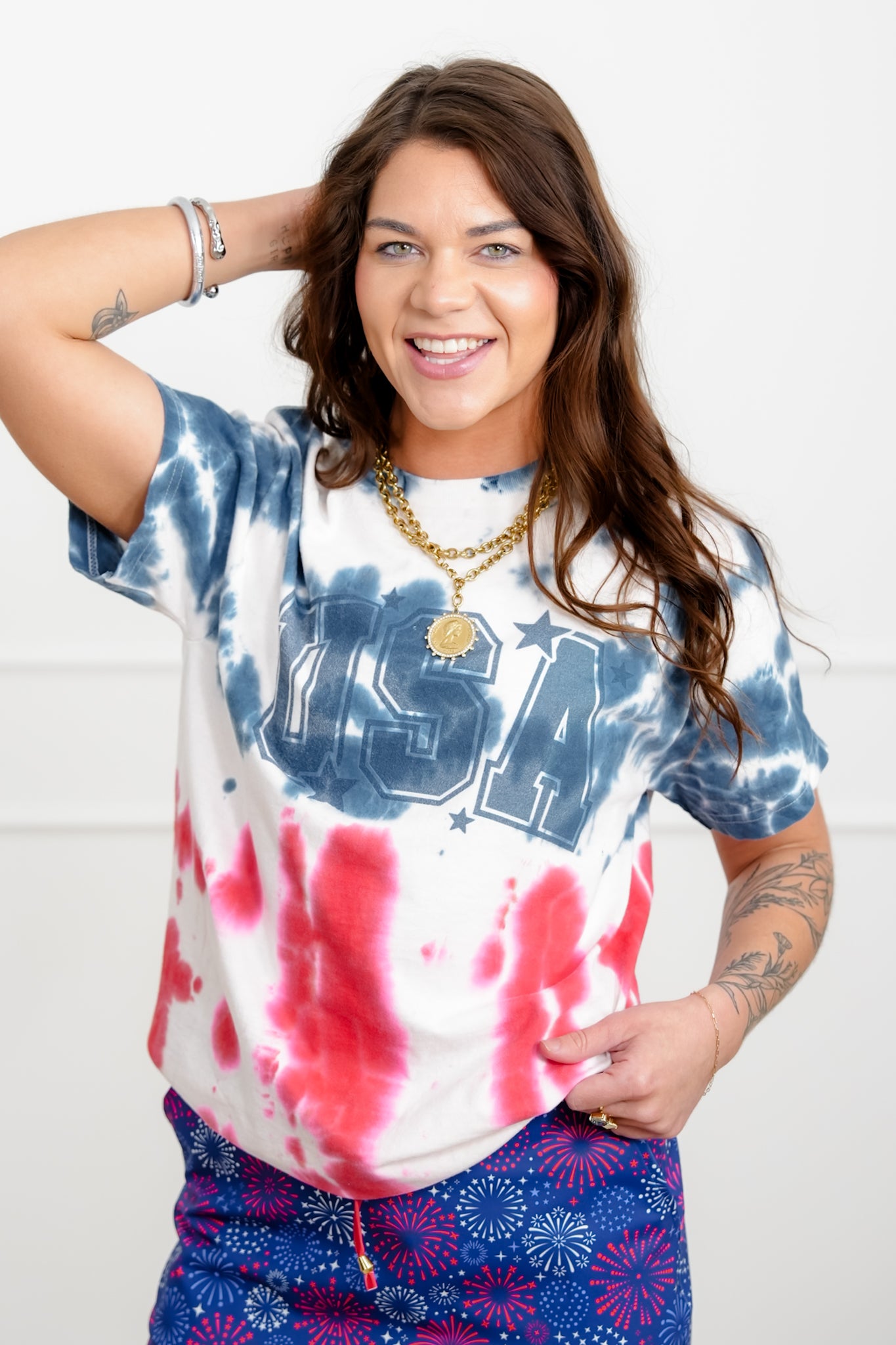 Plus/Reg Short Sleeve Tie Dye "USA" Graphic Tee