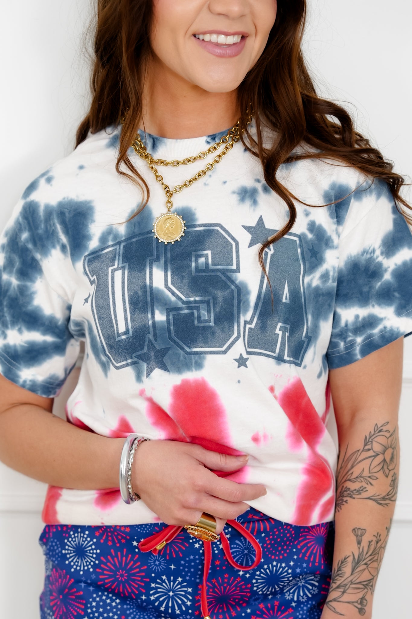 Plus/Reg Short Sleeve Tie Dye "USA" Graphic Tee