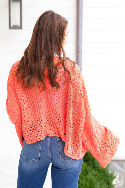 POL Crochet Long Sleeve Open Cardigan Sweater