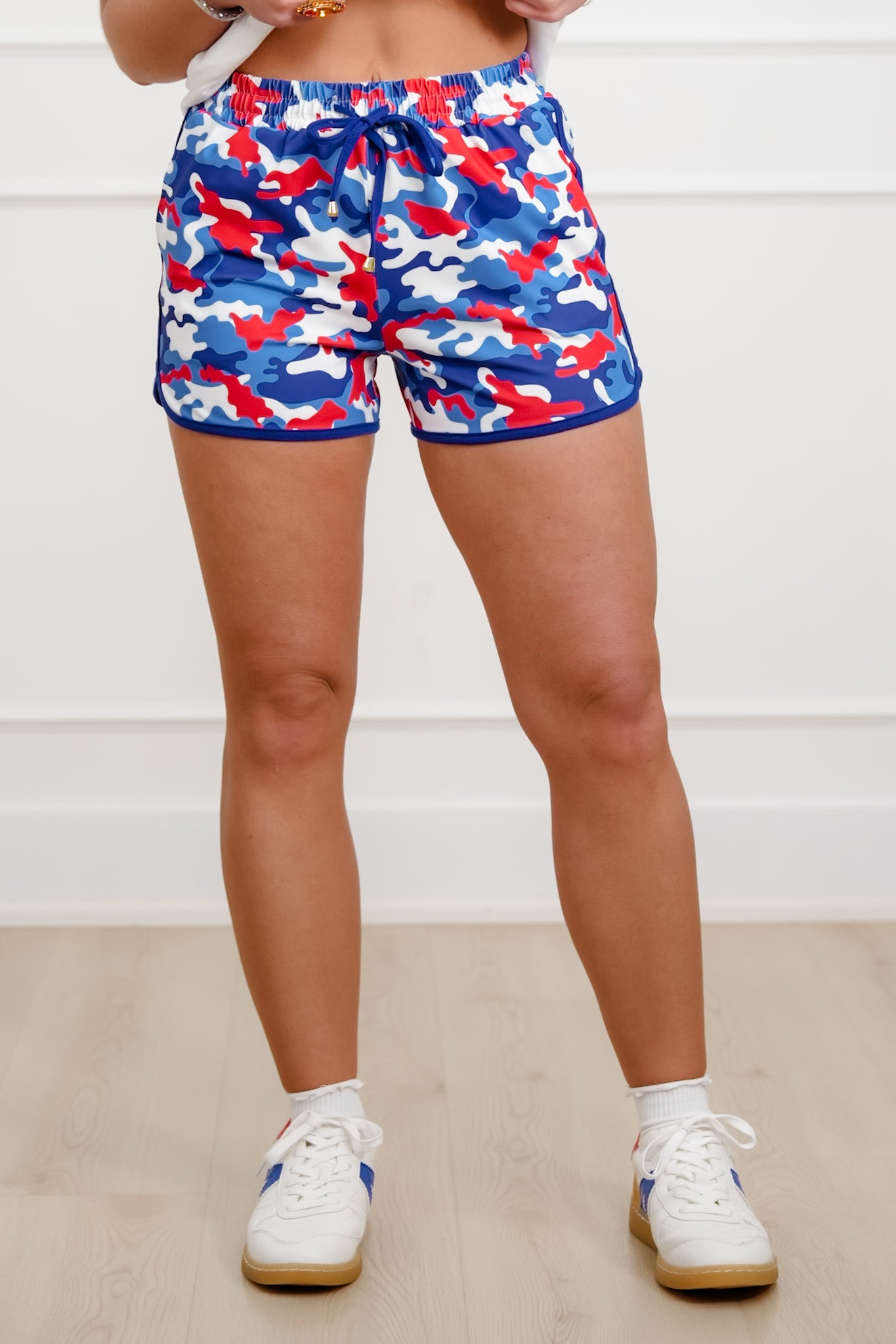 Plus/Reg American Camo Print Elastic Waist Shorts