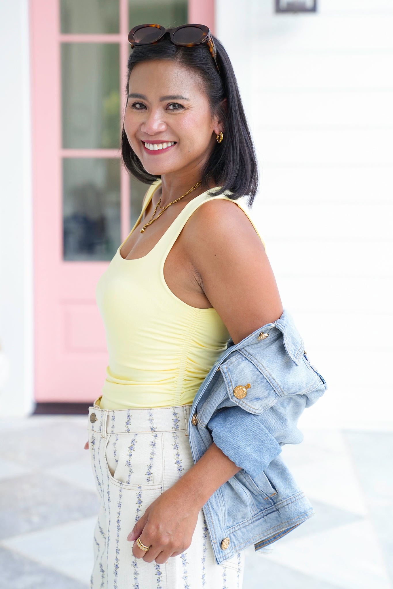 Solid Sleeveless Square Neck Top with Shirring Detail