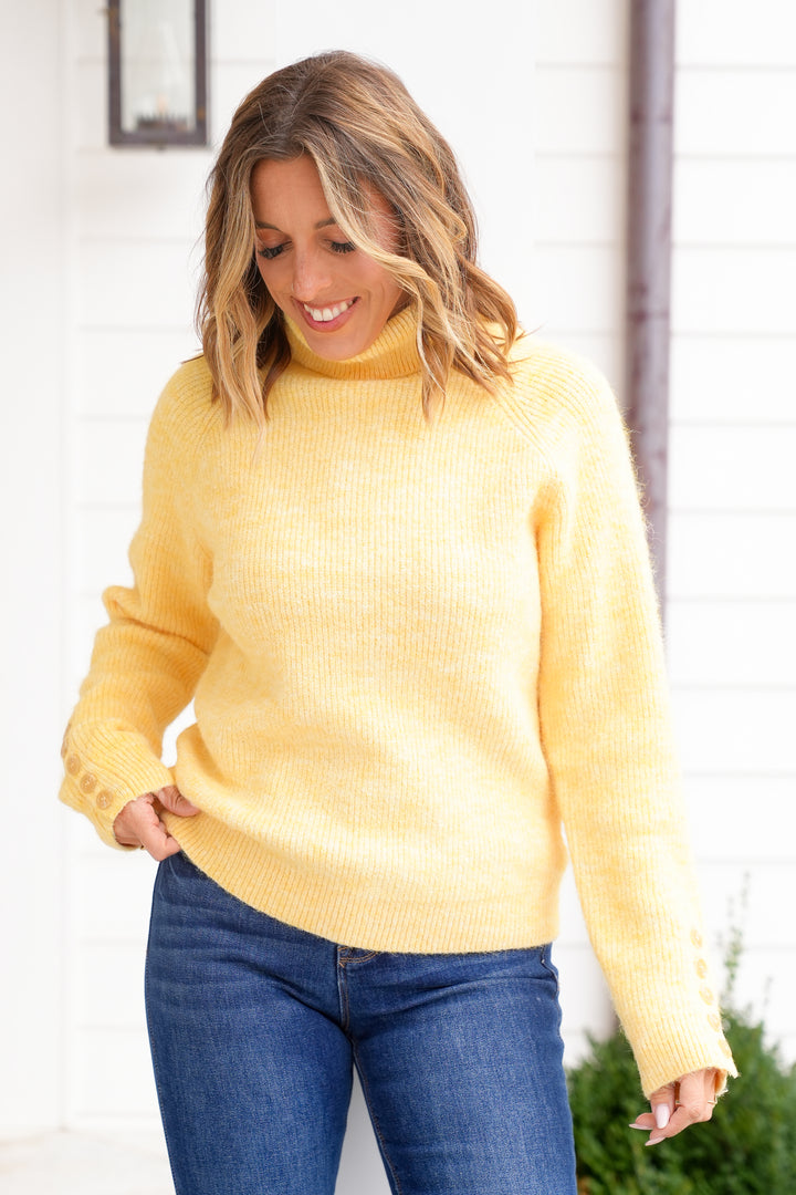 Yellow Long Sleeve Turtle Neck Sweater