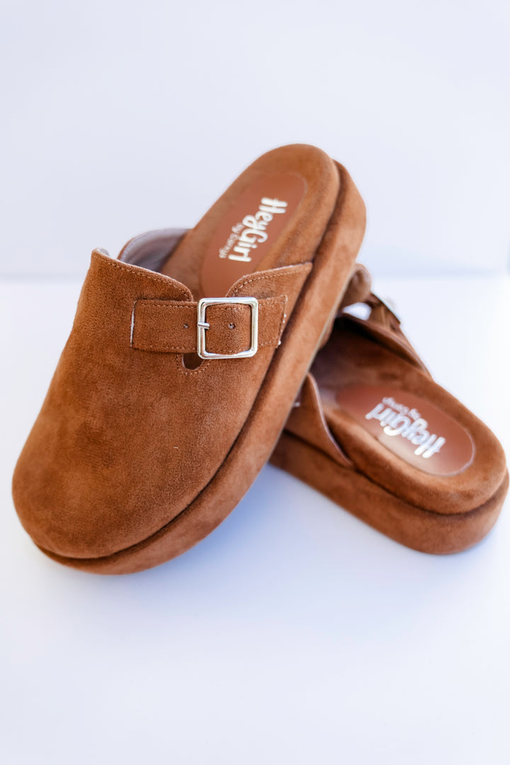 Corky's "Holidaze" Platform Vegan Suede Clog with Buckle Detail