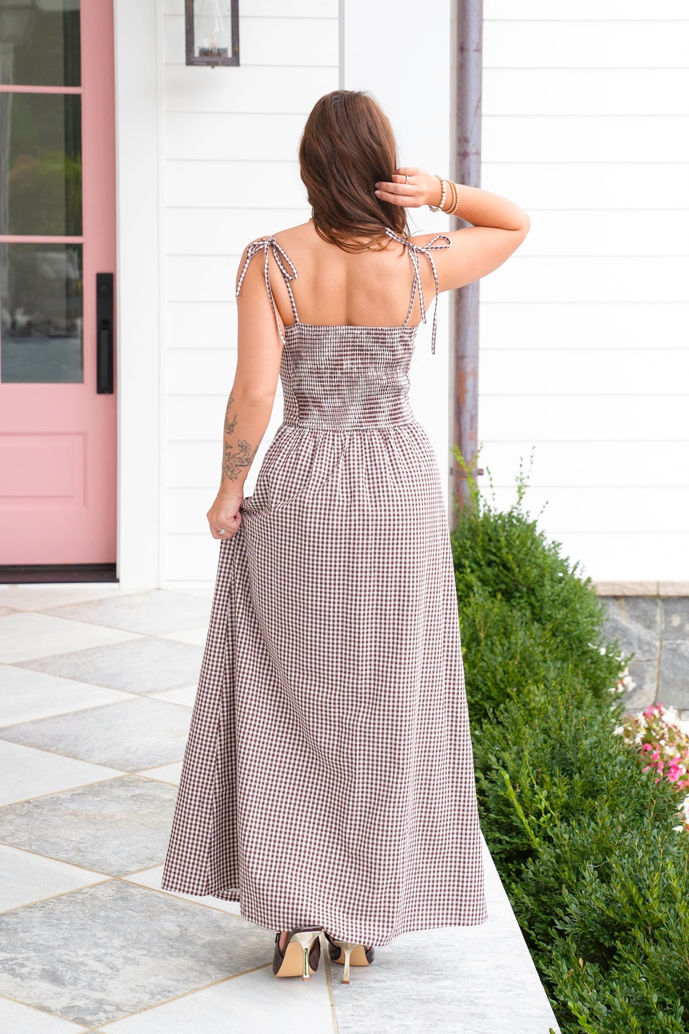 Gingham Sleeveless Button Down Maxi Dress