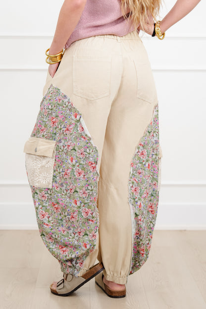 POL Twill Joggers with Floral Print