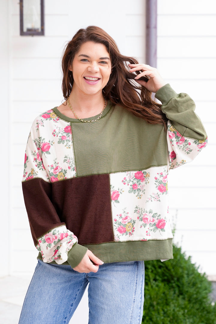 Color Block Long Sleeve Pullover Sweatshirt