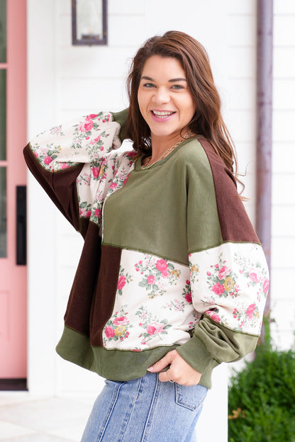 Color Block Long Sleeve Pullover Sweatshirt