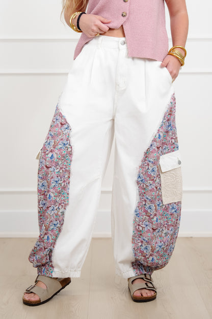 POL Twill Joggers with Floral Print