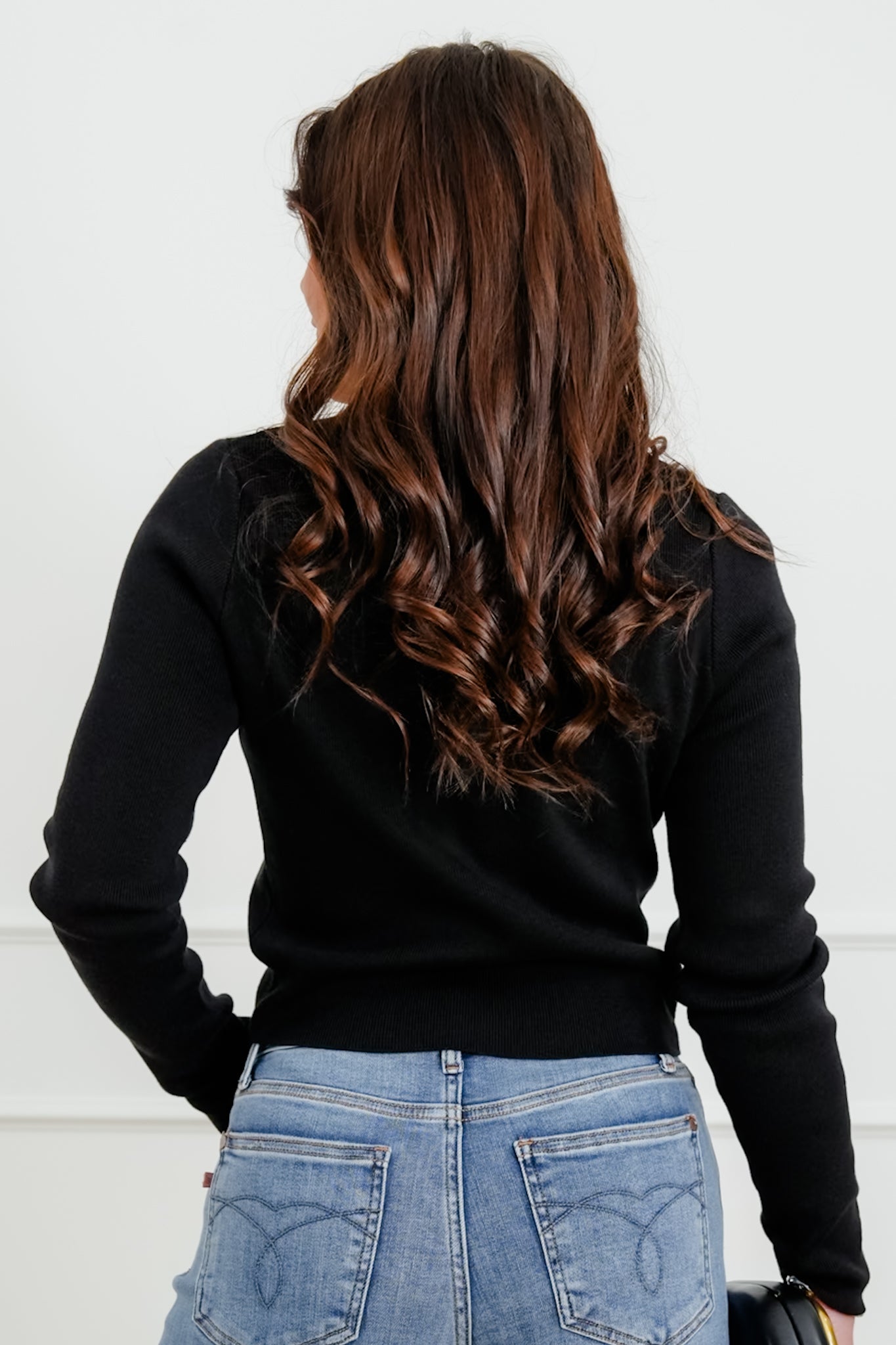 Black Ribbed Long Sleeve Button Down Cardigan