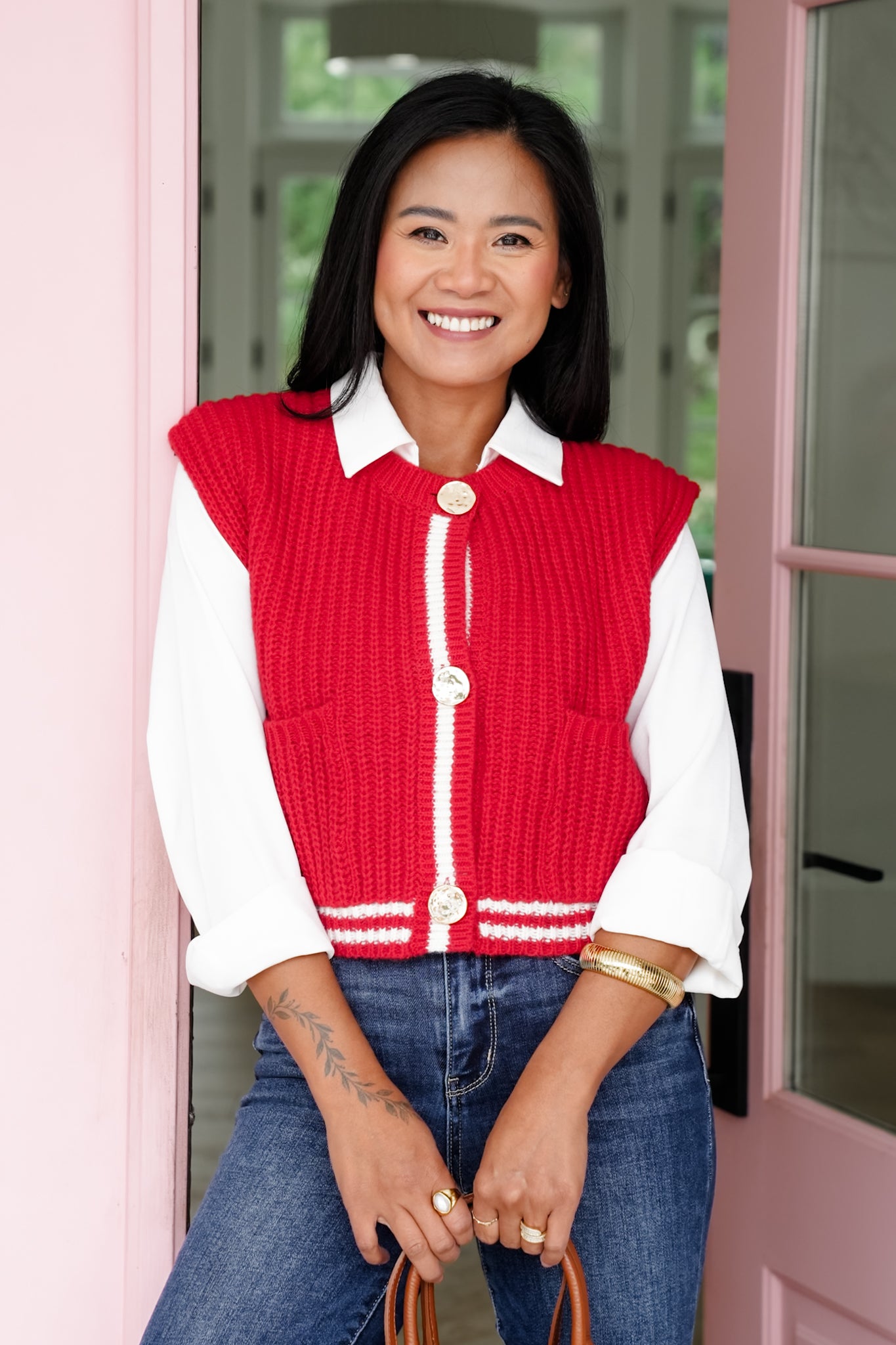Sleeveless Button Down Sweater Vest