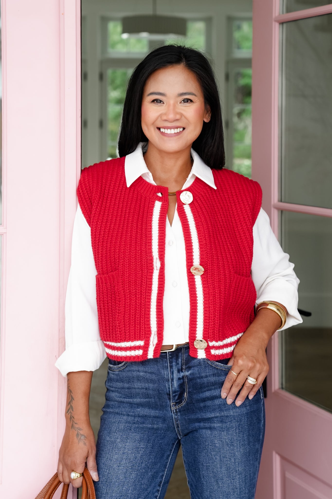 Sleeveless Button Down Sweater Vest