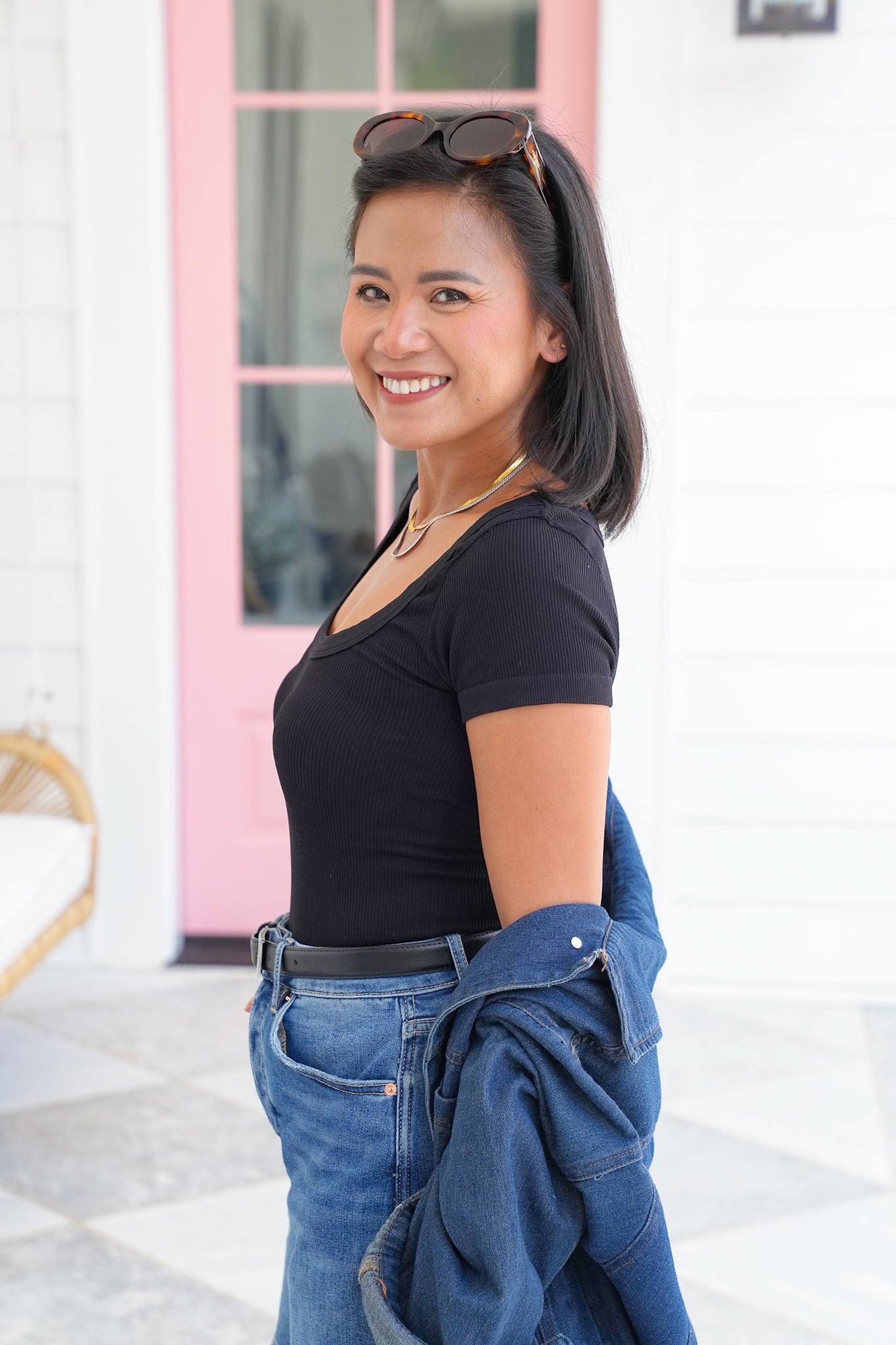 Ribbed Knit Short Sleeve Scoop Neck Bodysuit