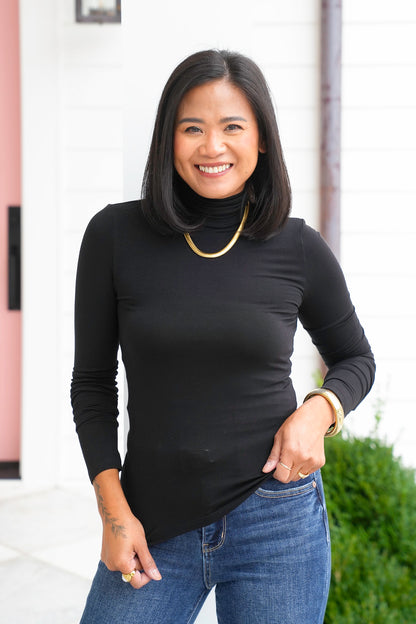 Long Sleeve Turtleneck Fitted Top