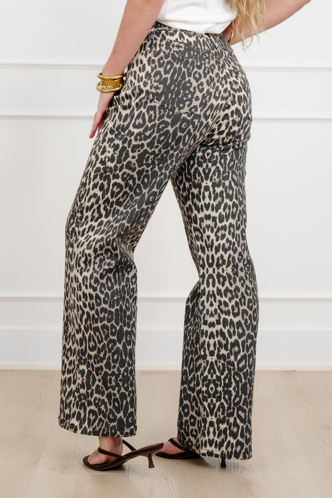 Plus/Reg Animal Print High Rise Straight Leg Pants