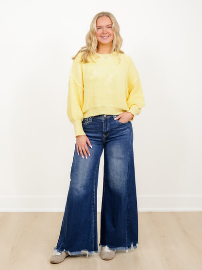 Solid Long Sleeve Boat Neck Pullover Sweater - Freckled Poppy