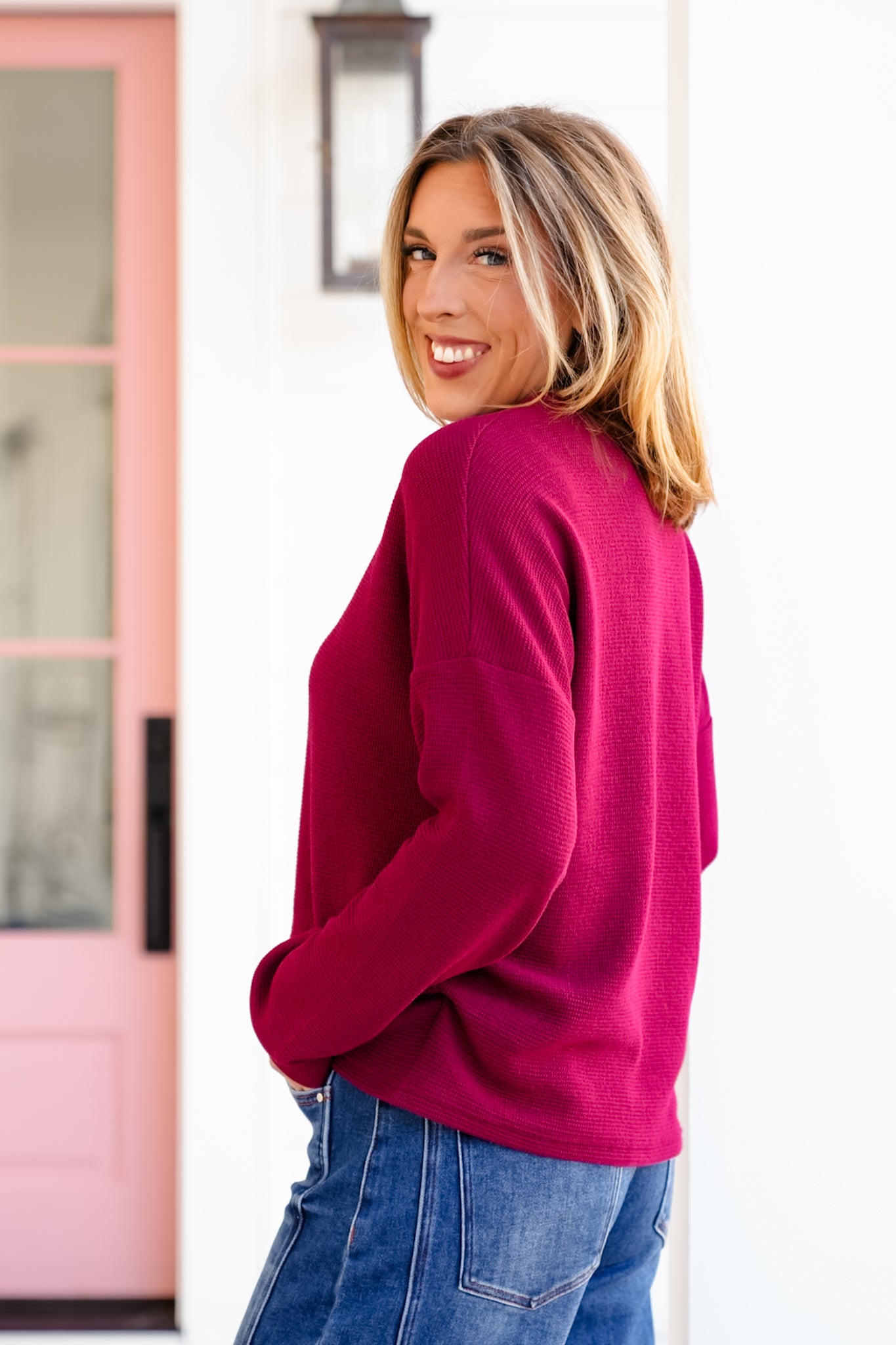 Door Buster! Zenana Double Knit Round Neck Long Sleeve Top