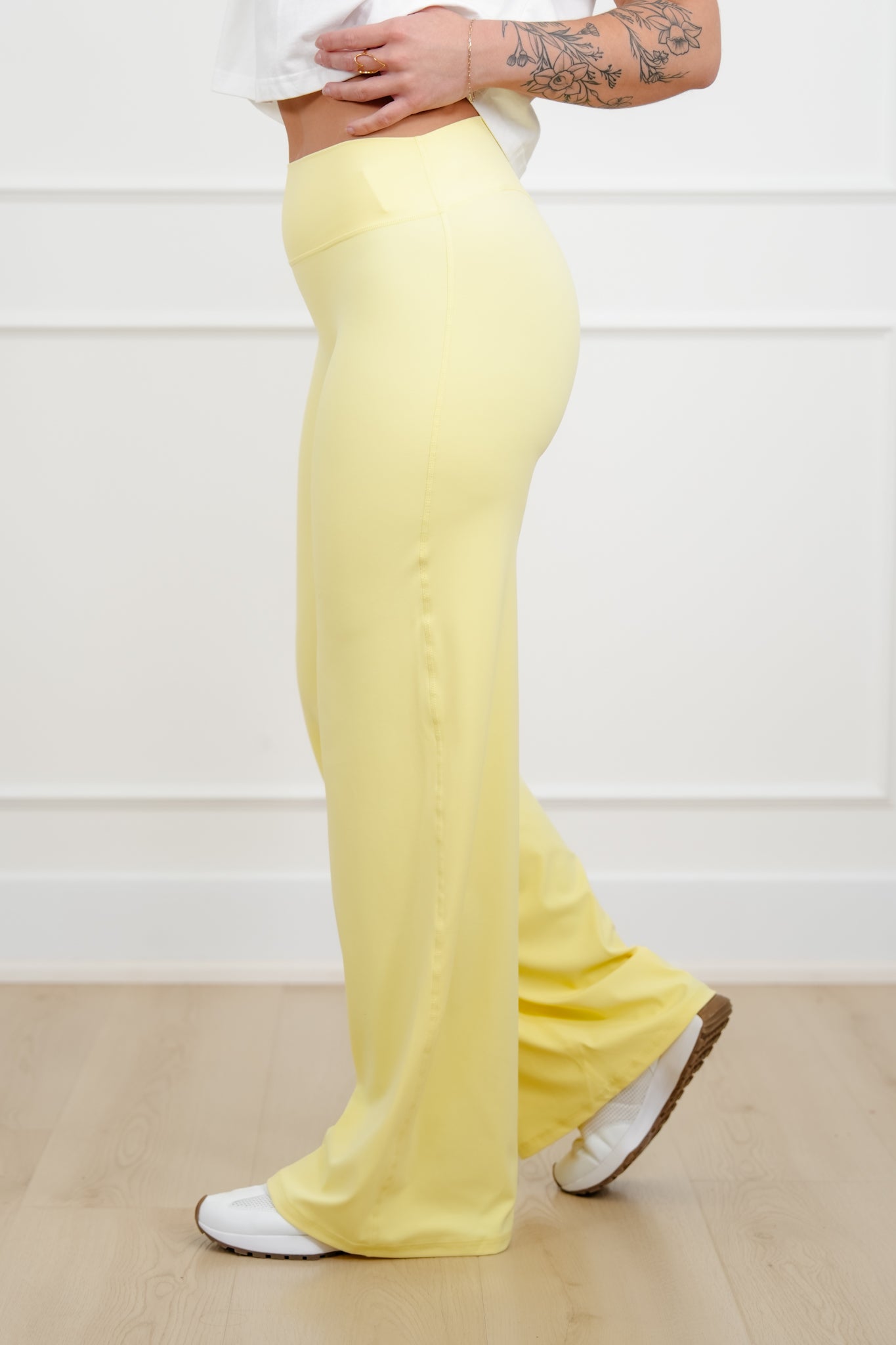 Solid Color High Waist Straight-Leg Pants