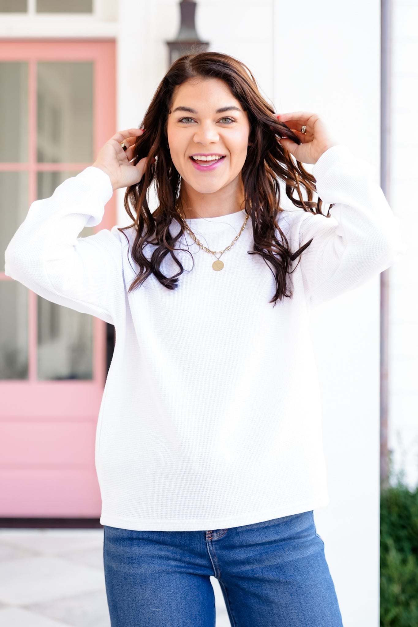 Door Buster! Zenana Double Knit Round Neck Long Sleeve Top