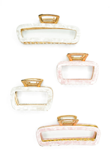 Harlow Hollow Rectangle Metal Claw Clip