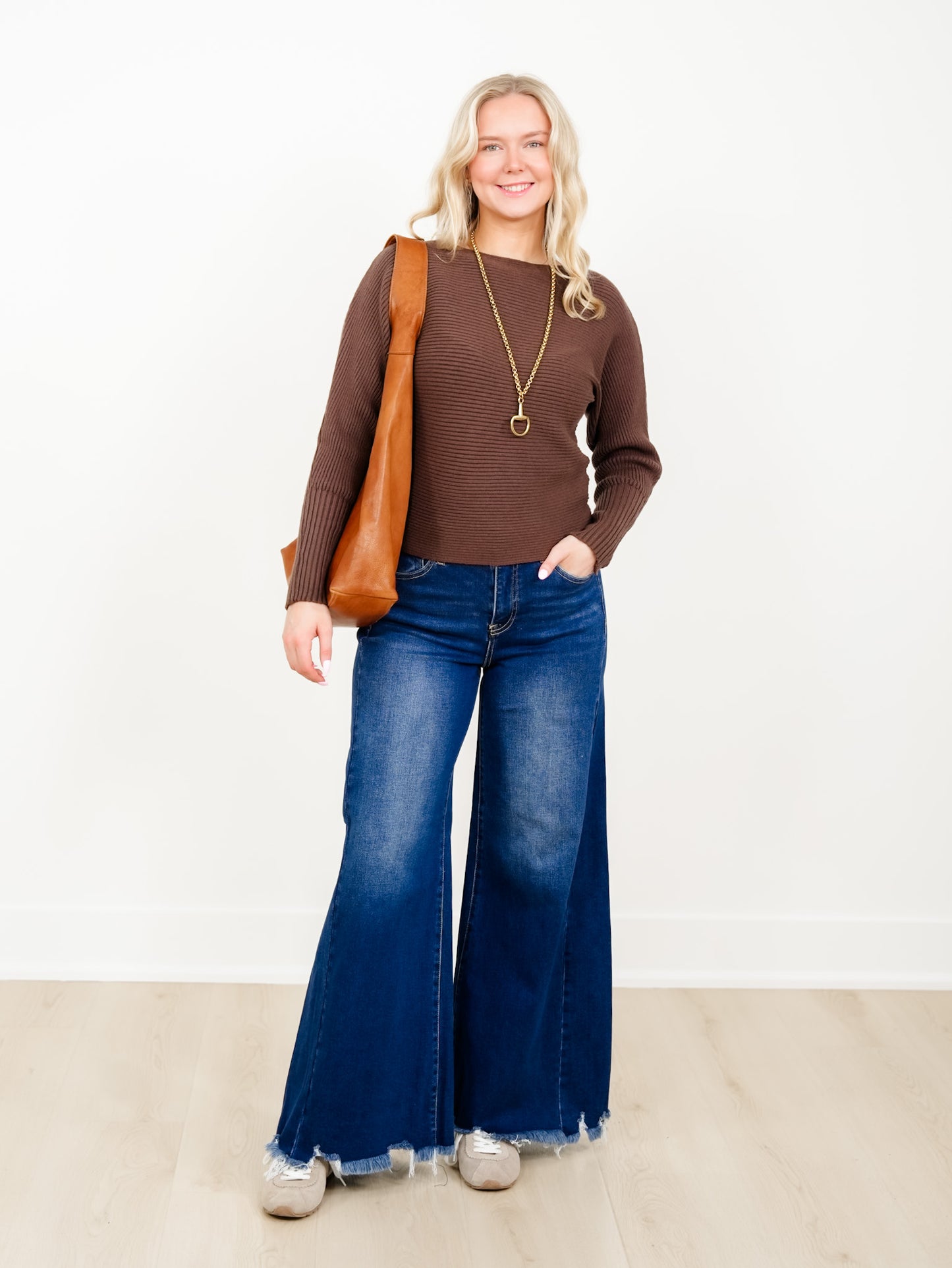 Soft Ribbed Solid Knit Long Sleeve Pullover Sweater