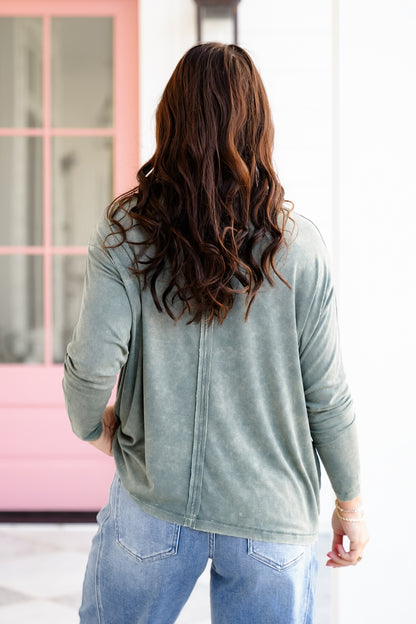 Door Buster! Zenana Washed Ribbed Dolman Sleeve Round Neck Top