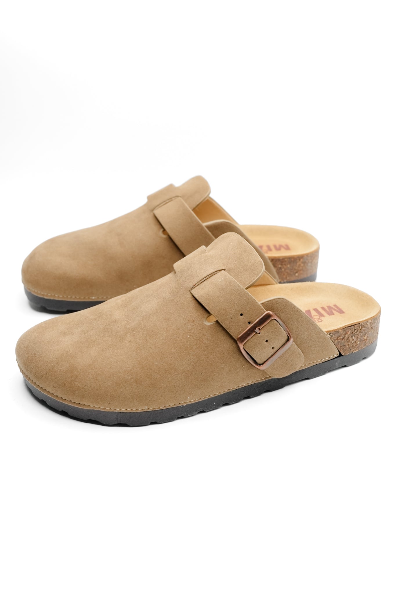 MIA Vegan Suede Buckle Clog with Cork Footbed
