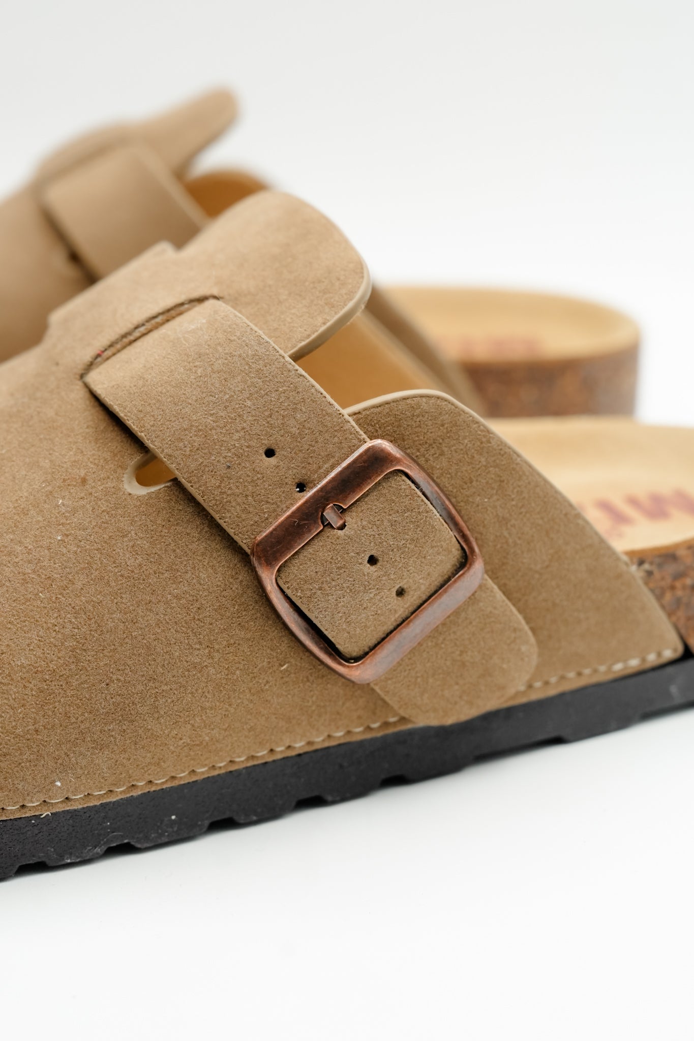 MIA Vegan Suede Buckle Clog with Cork Footbed