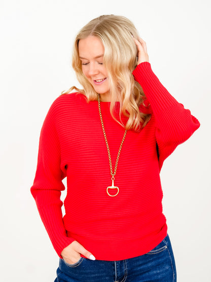 Soft Ribbed Solid Knit Long Sleeve Pullover Sweater