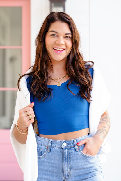 Poppy Day Door Buster! Zenana Ribbed Scoop Neck Crop Short Sleeve Top