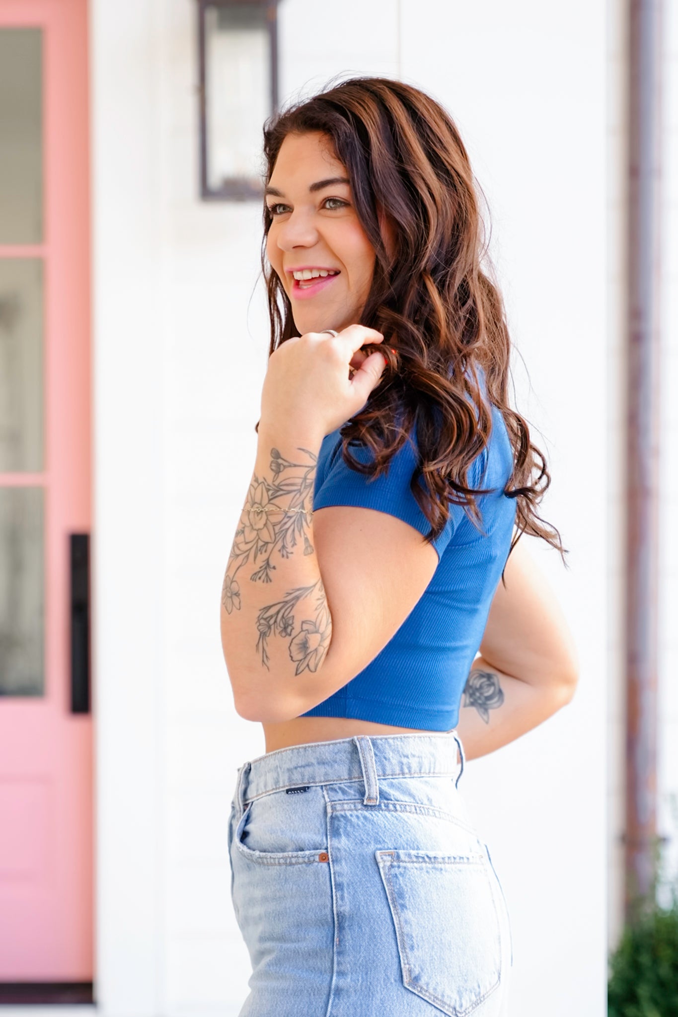 Poppy Day Door Buster! Zenana Ribbed Scoop Neck Crop Short Sleeve Top