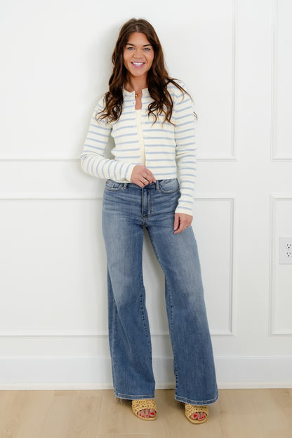 Striped Long Sleeve Button Down Cardigan