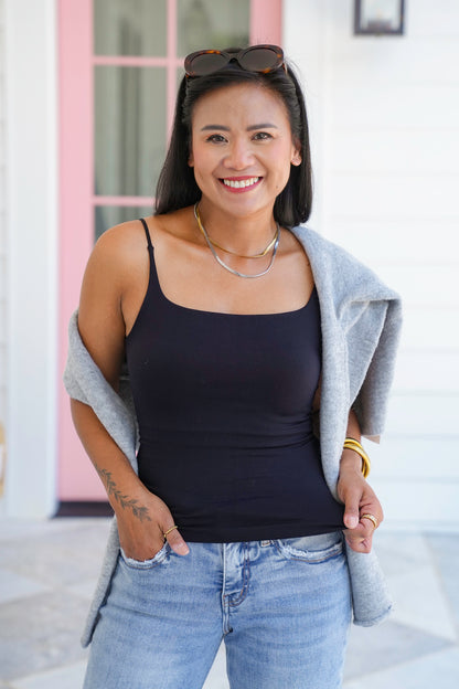 Solid Sleeveless Square Neck Cami Top