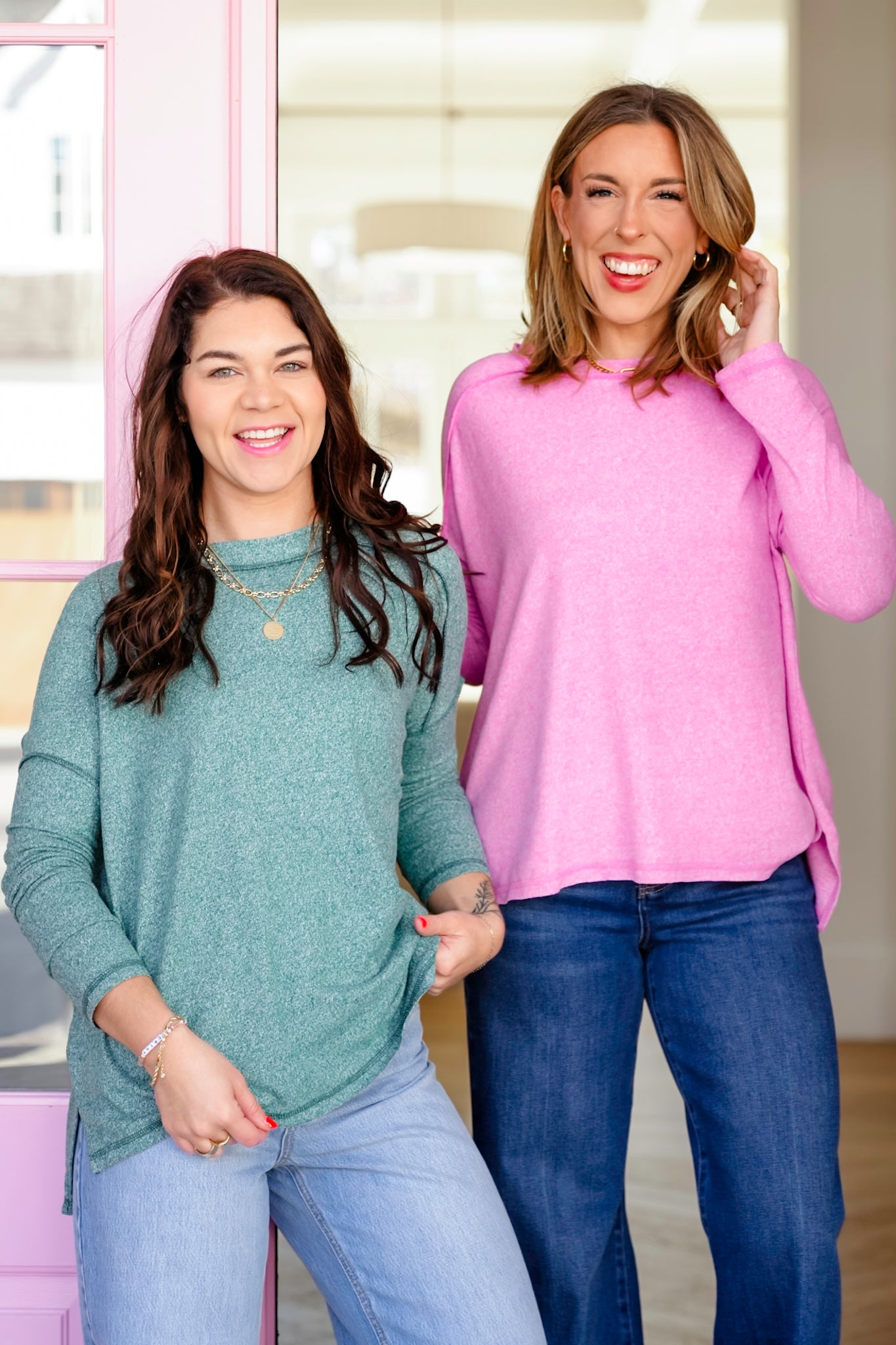 Door Buster! Zenana Soft Melange Hacci Exposed Seam Hi Low Tee