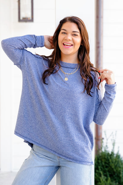 Door Buster! Zenana Soft Melange Hacci Exposed Seam Hi Low Tee