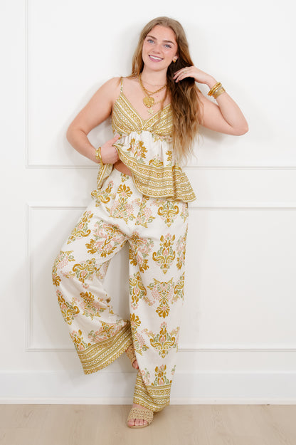 Floral Print Wide Leg Palazzo Pants