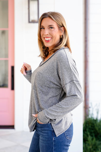 Poppy Day Door Buster! Zenana Soft Melange Hacci Exposed Seam Coin Pocket Tee