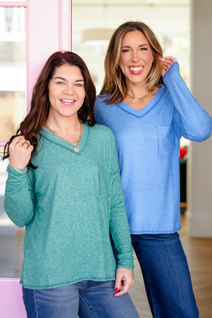 Poppy Day Door Buster! Zenana Soft Melange Hacci Exposed Seam Coin Pocket Tee