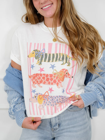 Plus/Reg Short Sleeve Weiner Dog Graphic Tee