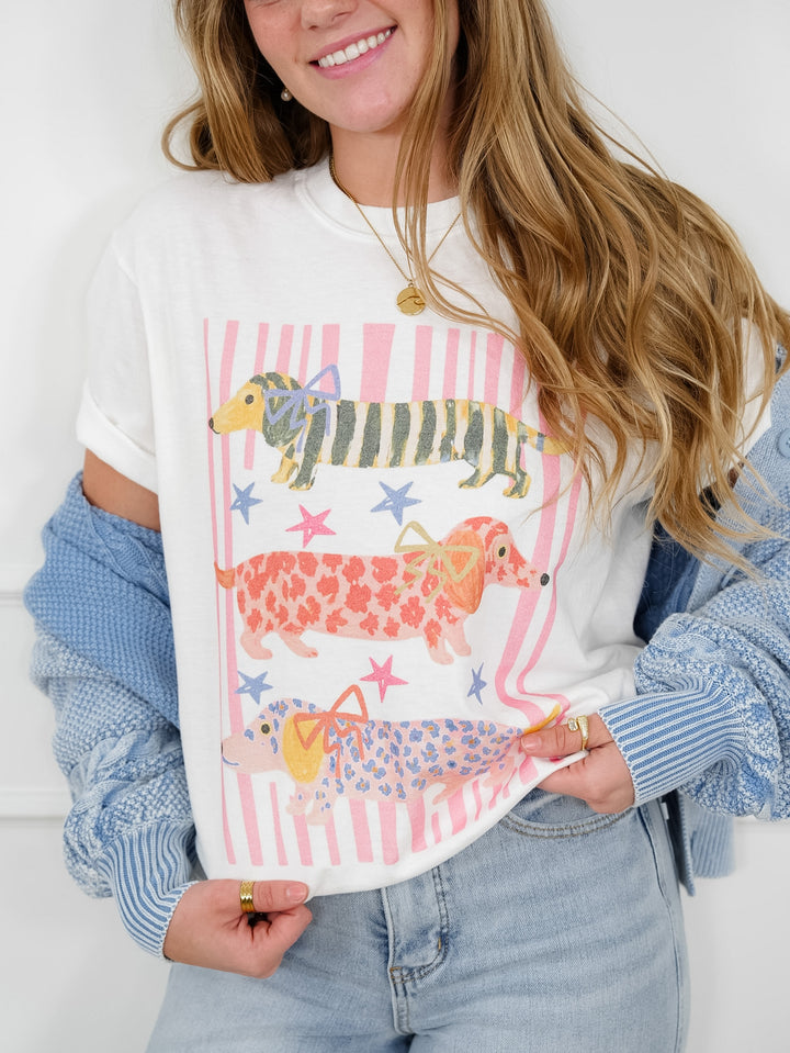 Plus/Reg Short Sleeve Weiner Dog Graphic Tee