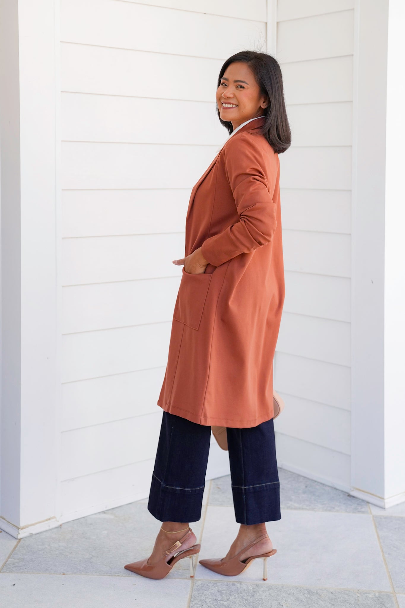 Door Buster! Plus/Reg Magic Chic Long Sleeve Midi Jacket