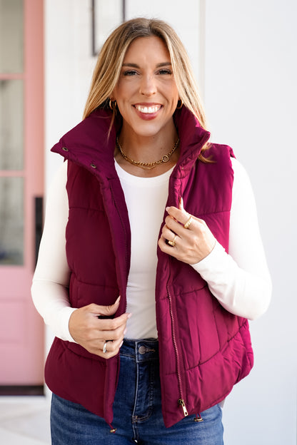 Poppy Day Door Buster! Zenana High Neck Puffer Vest