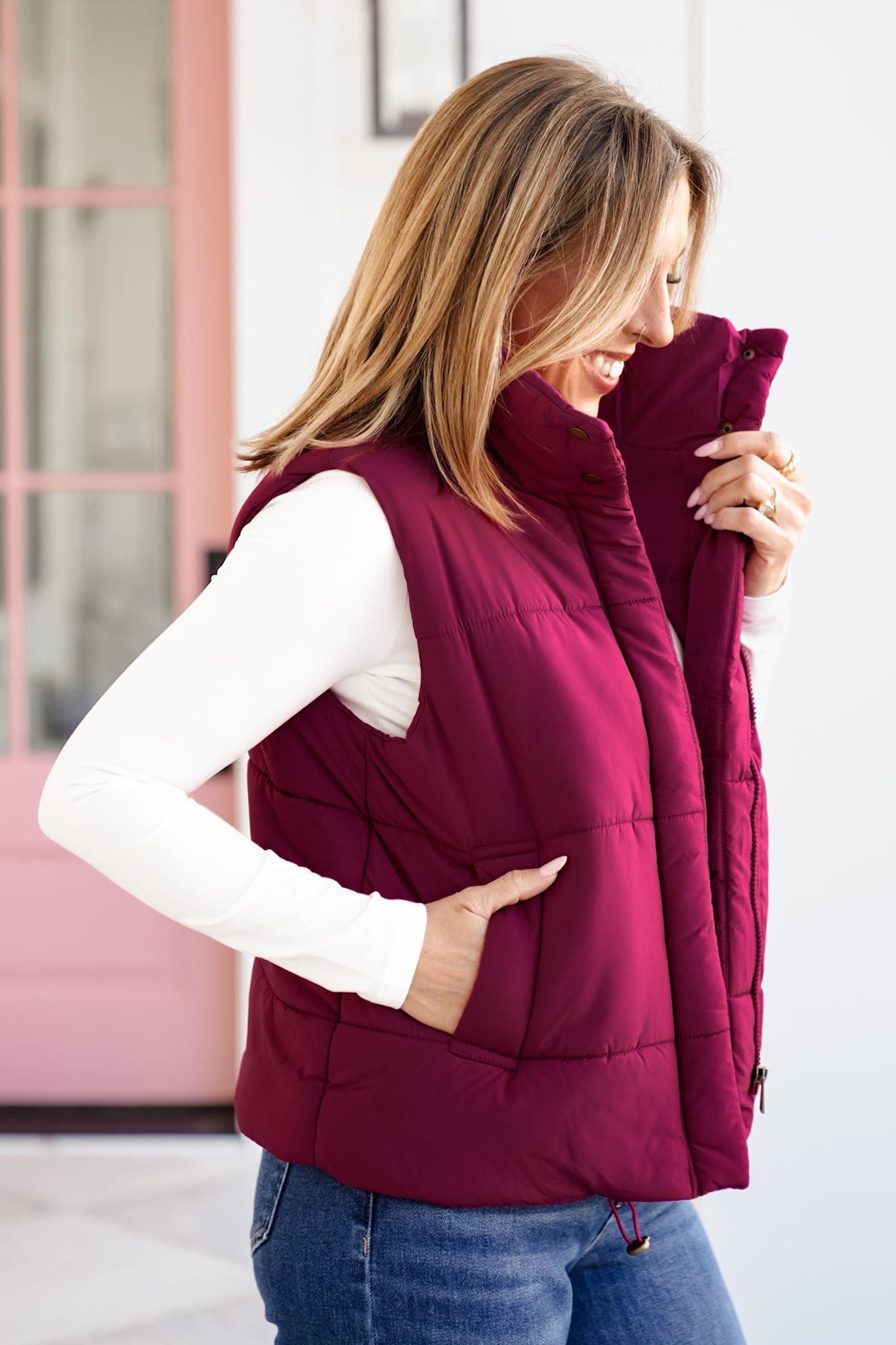 Poppy Day Door Buster! Zenana High Neck Puffer Vest
